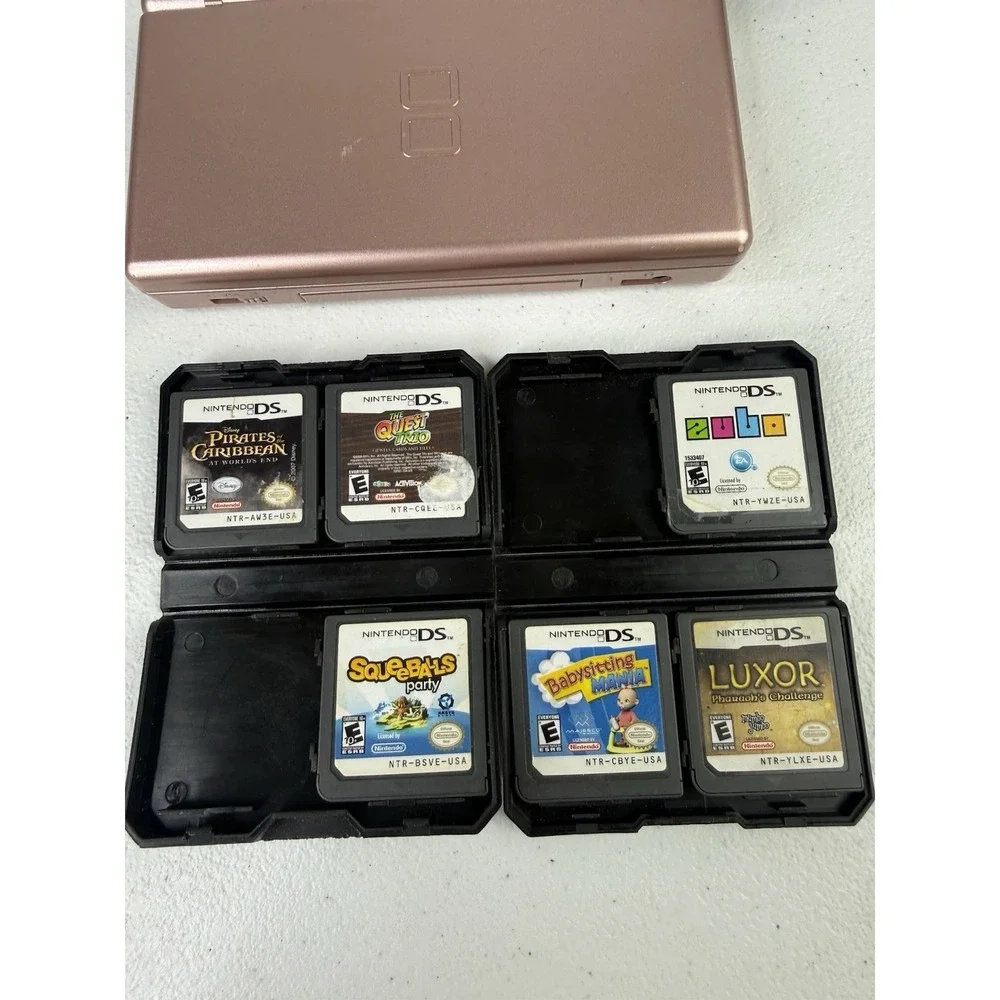 Nintendo DS Lite Metallic Rose Bundle - Games + Charger